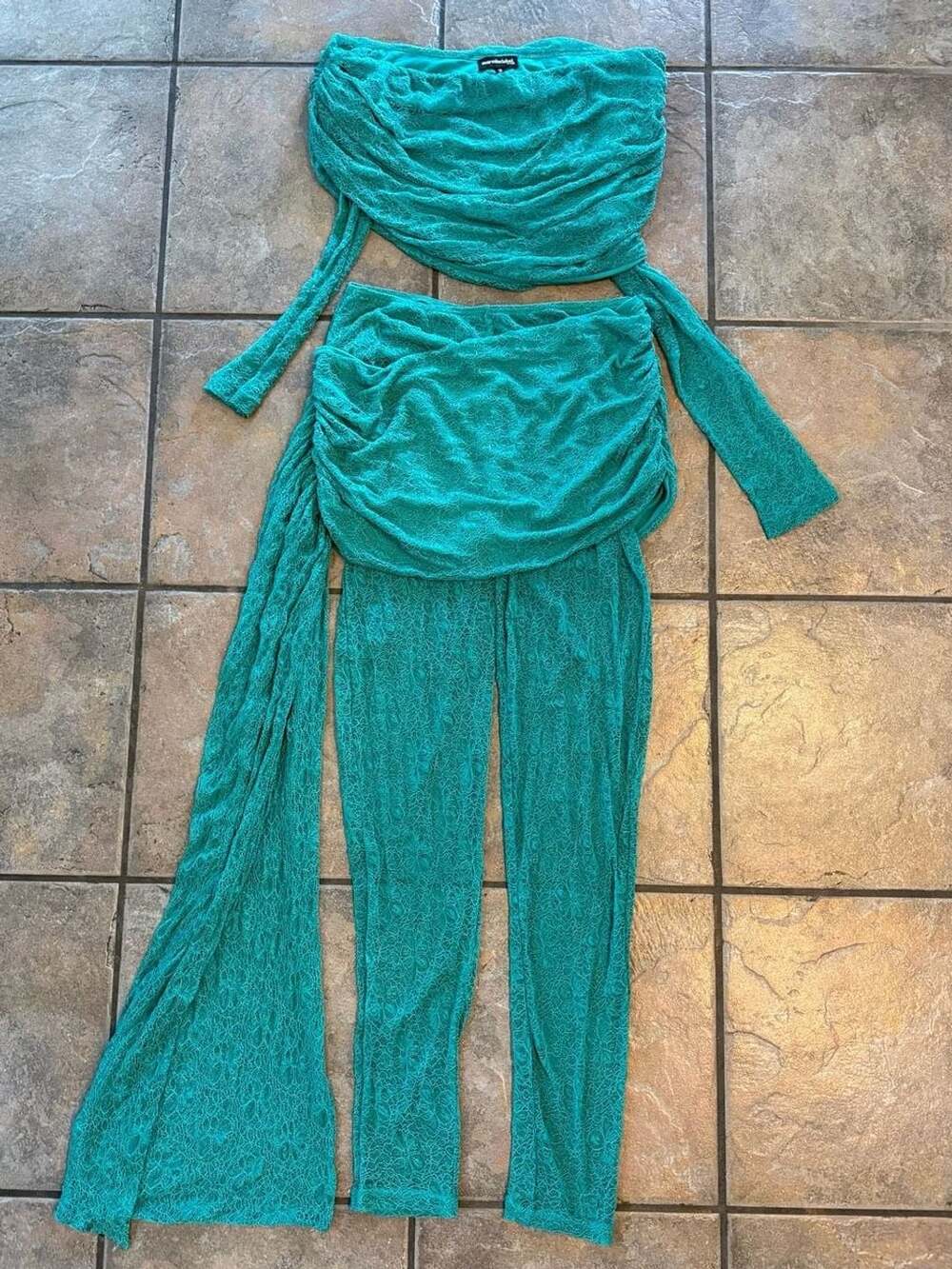 Mars The Label Turquoise The Zola Two Piece Lace Set